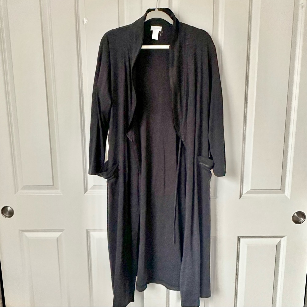 VTG Nordstrom 100% Pima Cotton L XL Sleep Night Robe Dark Blue Bath Soft Lounge - Picture 3 of 9